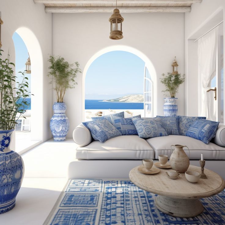 دکوراسیون آبی سفید