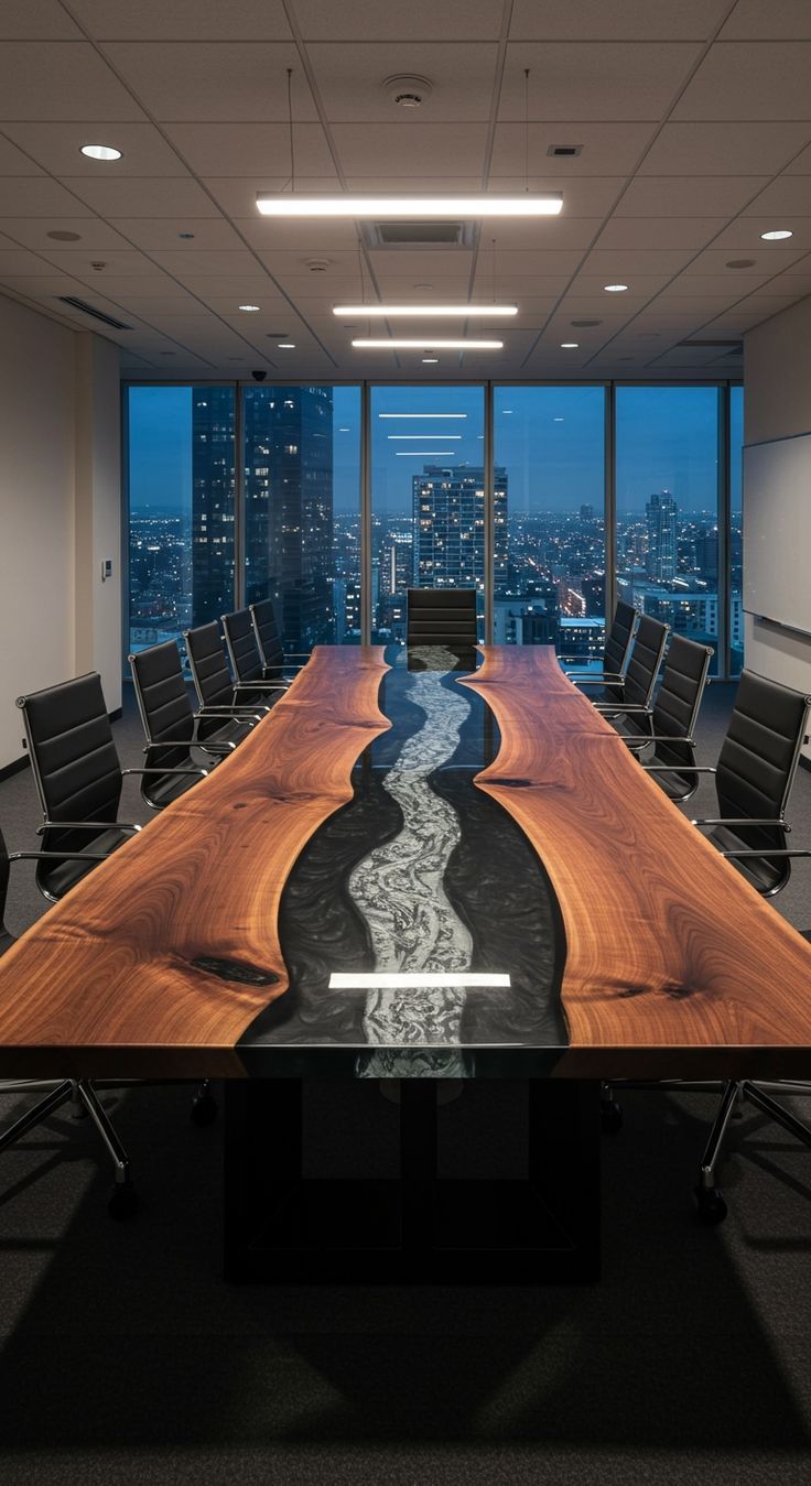 میز کنفرانس چوب و شیشه