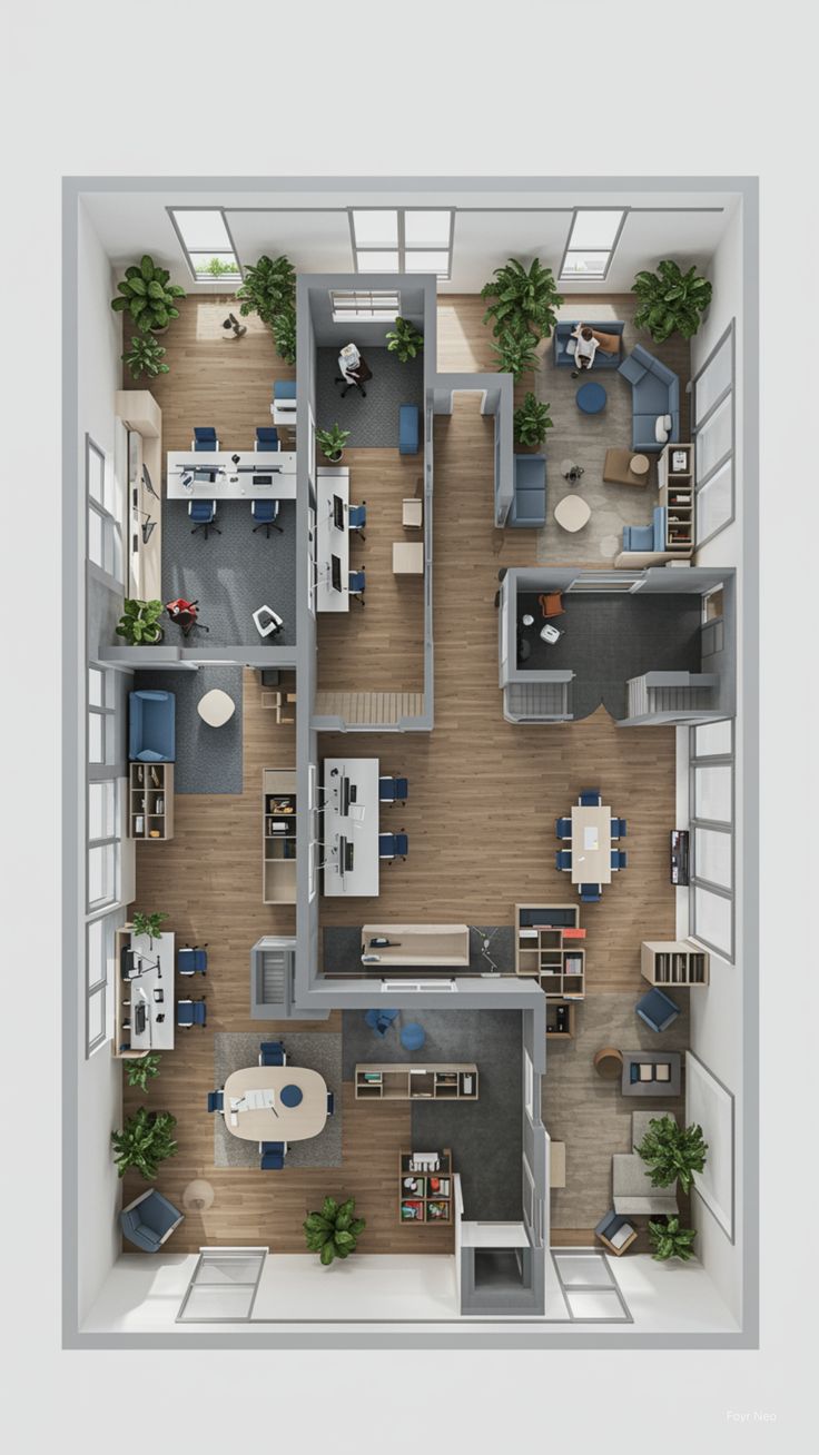 طراحی دفتر کار برای سازمان ۲۰ نفره